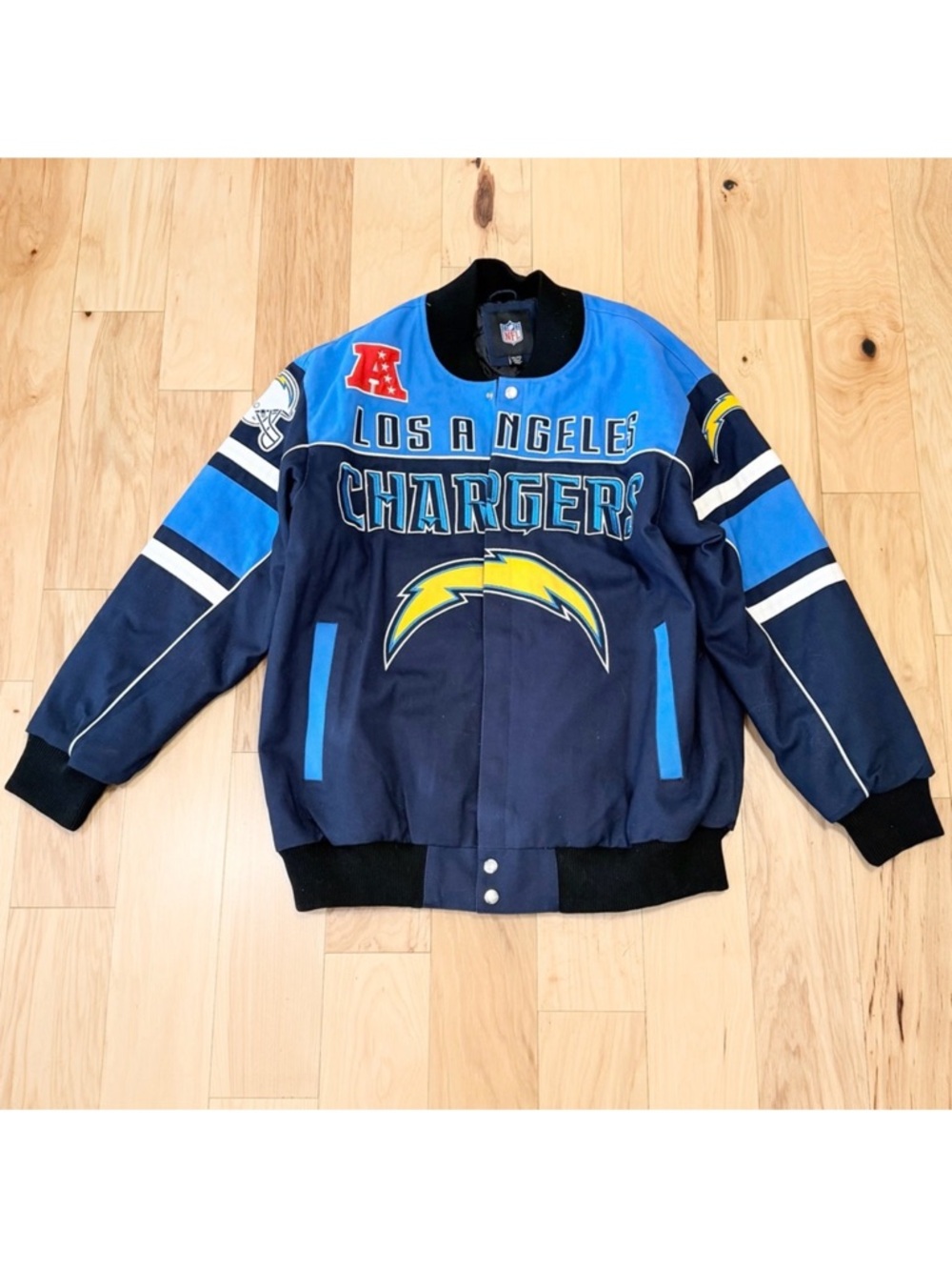 LIKE NEW NFL Men’s Los Angeles Chargers Josiah Printed Bomber Varsity Jacket